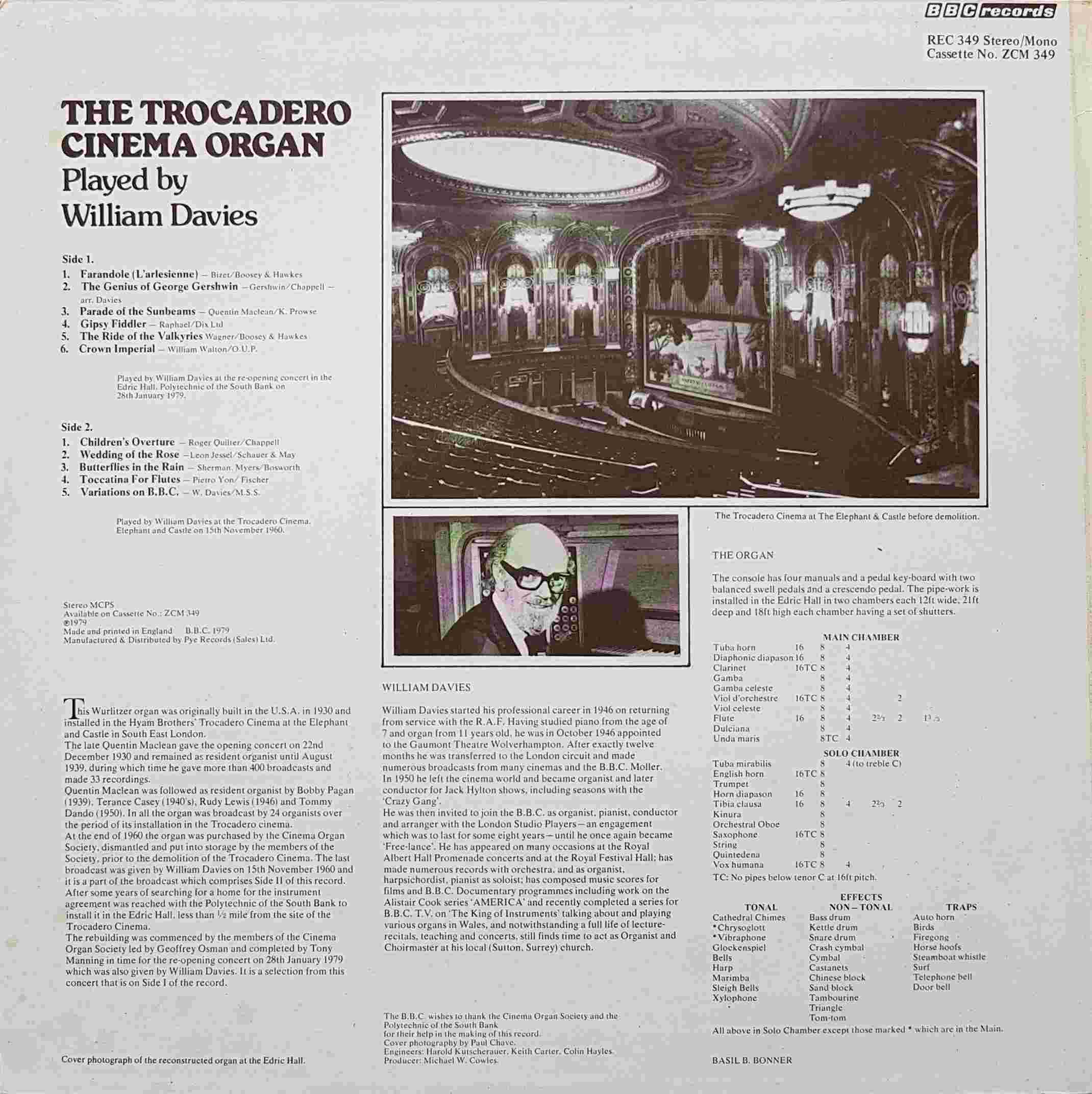 Picture of REC 349 Trocadero cinema by artist William Davies from the BBC records and Tapes library